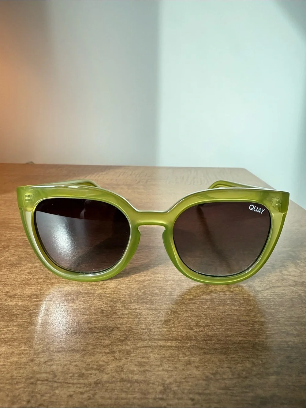 Quay Olive Green Oversized Cat Eye Sunglasses